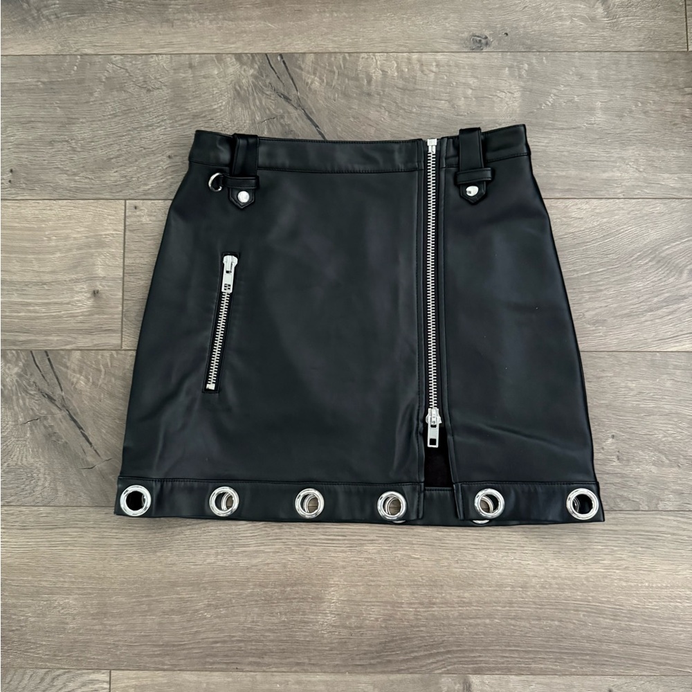 Dolls Kill Black Mini Skirt with Silver Accents
